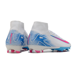 Botas de fútbol Nike Air Zoom Mercurial Superfly 10 Elite FG en color blanco, rosa y azul