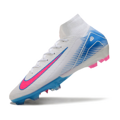 Botas de fútbol Nike Air Zoom Mercurial Superfly 10 Elite FG en color blanco, rosa y azul