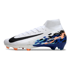 Botas de fútbol Nike Air Zoom Mercurial Superfly 10 Elite FG en blanco, azul y negro