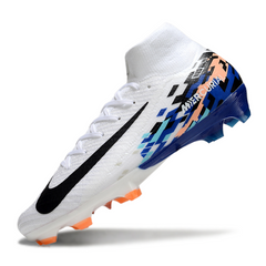 Botas de fútbol Nike Air Zoom Mercurial Superfly 10 Elite FG en blanco, azul y negro