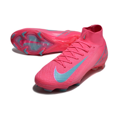 Chuteira Campo Nike Air Zoom Mercurial Superfly 10 Elite FG Rosa e Azul Claro