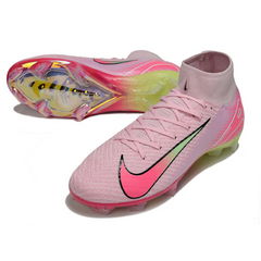 Chuteira Campo Nike Air Zoom Mercurial Superfly 10 Elite FG Rosa e Verde Claro