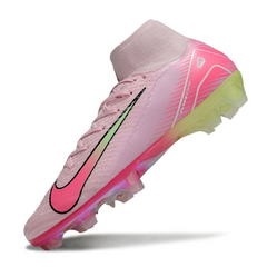 Chuteira Campo Nike Air Zoom Mercurial Superfly 10 Elite FG Rosa e Verde Claro
