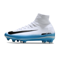 Chuteira Campo Nike Mercurial Superfly 5 Elite FG Branca e Azul Claro