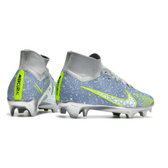 Chuteira Campo Nike Zoom Mercurial Superfly 9 Elite FG Cinza, Verde e Prata - VENI Futebol