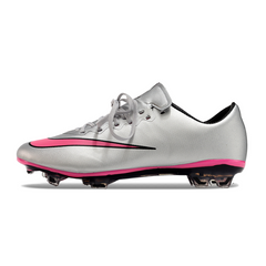 Chuteira Campo Nike Air Zoom Mercurial Vapor 10 Elite FG Cinza e Rosa