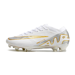 Chuteira Campo Nike Zoom Mercurial Vapor 15 Elite FG Branca, Prata e Dourada - VENI Futebol