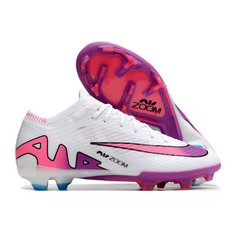 Chuteira Campo Nike Zoom Mercurial Vapor 15 Elite FG Branca, Rosa e Azul - VENI Futebol