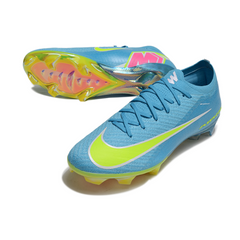 Chuteira Campo Nike Air Zoom Mercurial Vapor 16 Elite FG Azul Claro e Amarelo