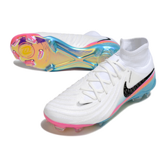 Chuteira Campo Nike Phantom Luna 2 Elite FG Branca, Azul Claro e Rosa