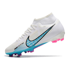 Chuteira Campo Nike Zoom Mercurial Superfly 9 Academy FG Branca, Azul e Rosa - VENI Futebol