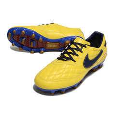 Chuteira Campo Nike Tiempo R10 Legend Elite FG Amarela e Azul
