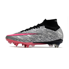 Chuteira Campo Nike Zoom Mercurial Superfly 9 Elite SG Ponta de Aluminio Cinza e Rosa