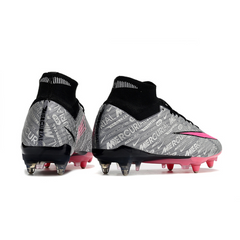 Chuteira Campo Nike Zoom Mercurial Superfly 9 Elite SG Ponta de Aluminio Cinza e Rosa - VENI Futebol