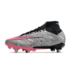 Chuteira Campo Nike Zoom Mercurial Superfly 9 Elite SG Trava Mista Cinza e Rosa - VENI Futebol