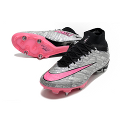 Chuteira Campo Nike Zoom Mercurial Superfly 9 Elite SG Trava Mista Cinza e Rosa - VENI Futebol