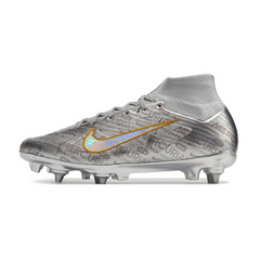 Chuteira Campo Nike Zoom Mercurial Superfly 9 Elite SG Trava Mista Prata