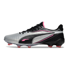 Chuteira Campo Puma King Ultimate FG Cinza, Preta e Rosa