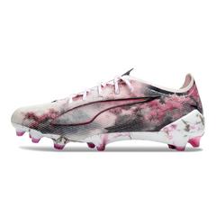 Chuteira Campo Puma Ultra 5 Carbon FG Branca e Rosa