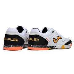 Chuteira Futsal Joma Top Flex 24 IC Branca, Preta e Laranja