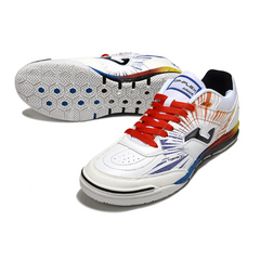 Chuteira Futsal Joma Top Flex Rebound IC Branca, Vermelha e Azul