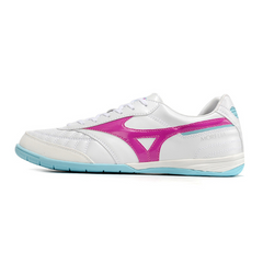 Chuteira Futsal Mizuno Morelia Sala Japan IC Branca, Rosa e Azul