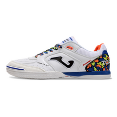 Chuteira Futsal Joma Top Flex Rebound IC Branco, Azul e Laranja