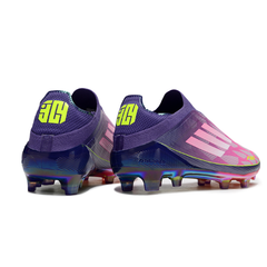 Botas de fútbol Adidas F50 Elite Laceless FG para niños, color morado, laminado y Yamal Pack