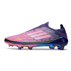 Botas de fútbol Adidas F50 Elite Laceless FG para niños, color morado, laminado y Yamal Pack