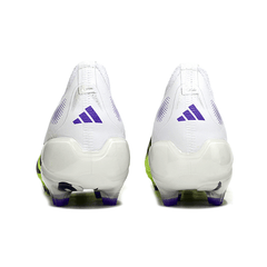 Chuteira Campo FG Adidas Predator 25 Elite Sem Cadarço Branca e Verde Infantil