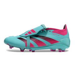 Chuteira Infantil Campo Adidas Predator 30 Elite Com Lingua FG Azul Claro e Rosa