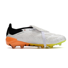 Chuteira Infantil Campo Adidas Predator 30 Elite Com Lingua FG Branca, Preta e Laranja - VENI Futebol