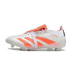 Chuteira Infantil Campo Adidas Predator 30 Elite Com Lingua FG Branca e Laranja