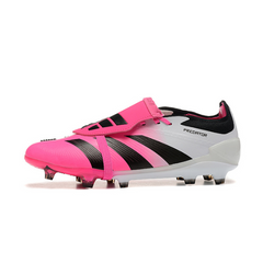 Chuteira Infantil Campo Adidas Predator 30 Elite Com Lingua FG Branca e Rosa