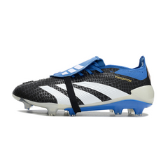 Chuteira Infantil Campo Adidas Predator 30 Elite Com Lingua FG Preto, Azul e Branco