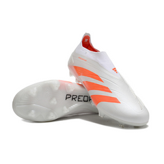 Chuteira Infantil Campo Adidas Predator 30 Elite Sem Cadarço FG Branca e Laranja - VENI Futebol