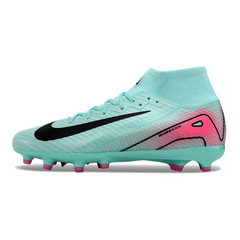 Chuteira Infantil Campo Nike Air Zoom Mercurial Superfly 10 Elite AG Azul Claro e Rosa