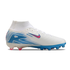 Botas de fútbol Nike Air Zoom Mercurial Superfly 10 Elite AG para niños: blanco, azul claro y rosa