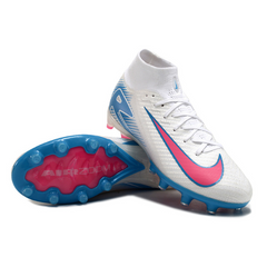 Botas de fútbol Nike Air Zoom Mercurial Superfly 10 Elite AG para niños: blanco, azul claro y rosa