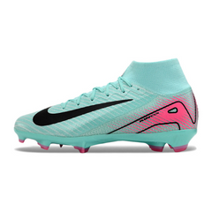 Chuteira Infantil Campo Nike Air Zoom Mercurial Superfly 10 Elite FG Azul Claro e Rosa