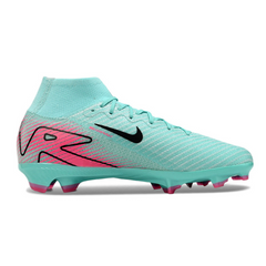 Chuteira Infantil Campo Nike Air Zoom Mercurial Superfly 10 Elite FG Azul Claro e Rosa