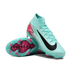 Chuteira Infantil Campo Nike Air Zoom Mercurial Superfly 10 Elite FG Azul Claro e Rosa