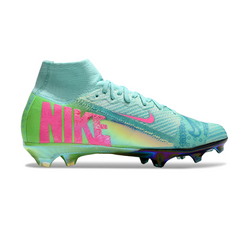 Chuteira Infantil Campo Nike Air Zoom Mercurial Superfly 10 Elite FG Azul, Verde e Rosa