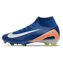 Chuteira Infantil Campo Nike Air Zoom Mercurial Superfly 10 Elite FG Azul e Laranja