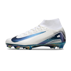 Chuteira Infantil Campo Nike Air Zoom Mercurial Superfly 10 Elite FG Branca e Verde