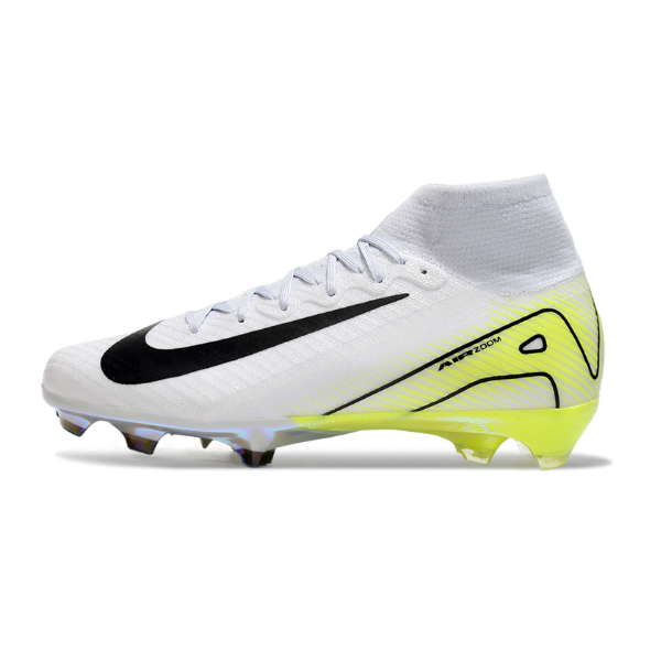 Chuteira Campo FG Nike Air Zoom Mercurial Superfly 10 Elite Branca e Verde Infantil