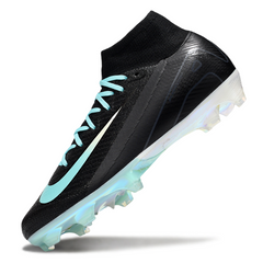 Chuteira Infantil Campo Nike Air Zoom Mercurial Superfly 10 Elite FG Preta, Branca e Azul Claro