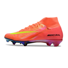 Chuteira Infantil Campo Nike Air Zoom Mercurial Superfly 10 Elite FG Rosa e Amarela