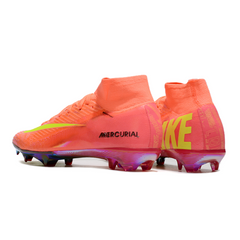 Chuteira Infantil Campo Nike Air Zoom Mercurial Superfly 10 Elite FG Rosa e Amarela