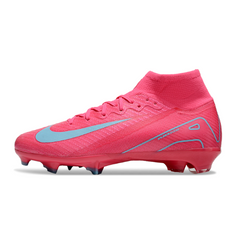 Chuteira Infantil Campo Nike Air Zoom Mercurial Superfly 10 Elite FG Rosa e Azul Claro